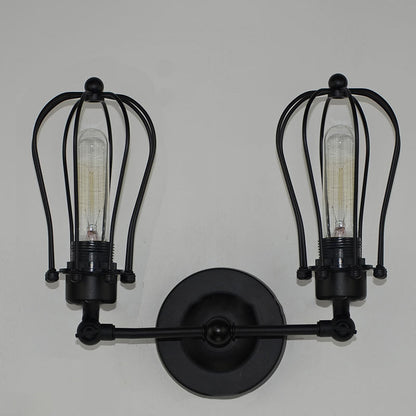 Industrial Iron Frame 1/2-Light Wall Sconce Lamp