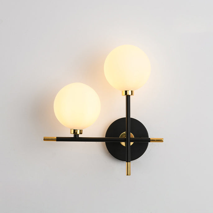 Scandinavian Glass Orb Iron 2-Light Wall Sconce Lamp