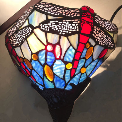 Tiffany Dragonfly Stained Glass 1-Light Wall Sconce Lamp