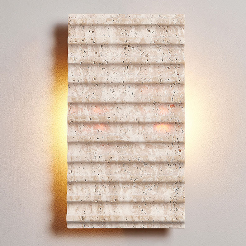 Grille Beige Travertine Rectangle 1-Light Wall Sconce Lamp