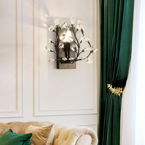Creative Light Luxury Crystal Leaf 1-Light Wall Sconce Lamp