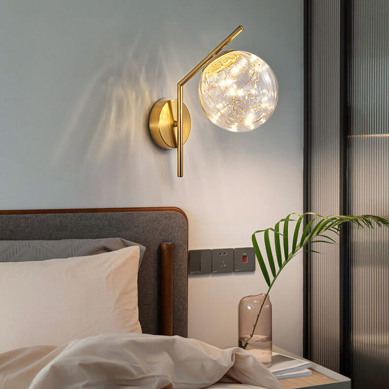 European Full Star Iron Glass Ball LED Wall Sconce Lamp