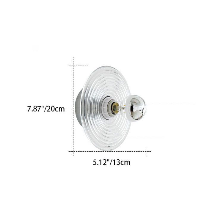 Art Deco Wave Pattern Round Glass 1-Light Wall Sconce Lamp