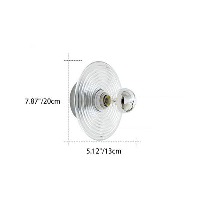 Art Deco Wave Pattern Round Glass 1-Light Wall Sconce Lamp