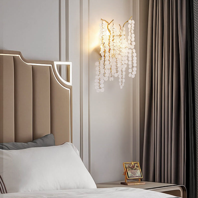 Money Tree Branch Aluminum Glass 3-Light Wall Sconce Lamp