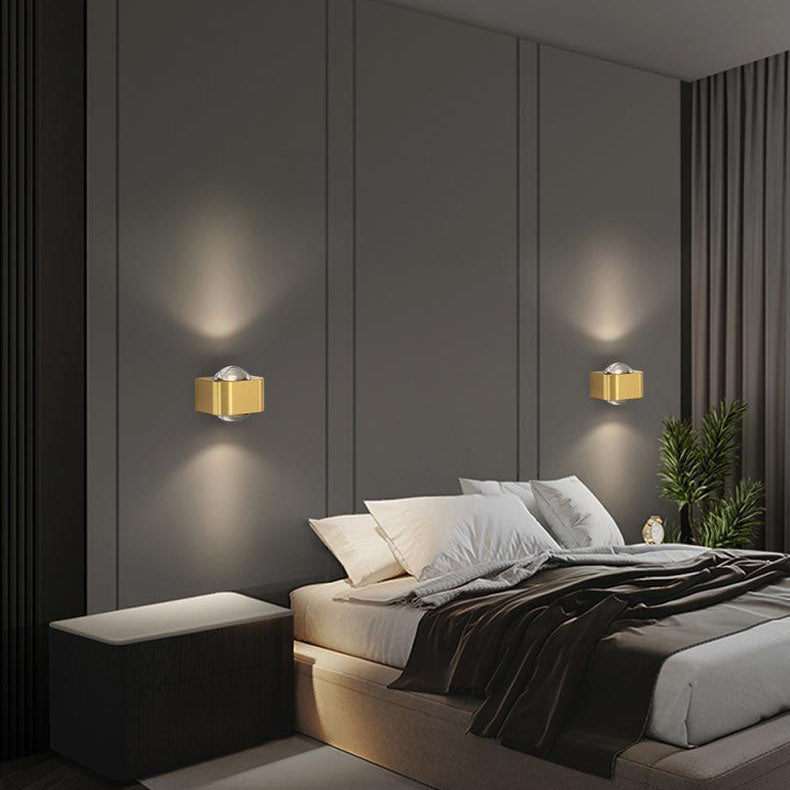 Copper Cuboid Up And Down Luminous LED Wall Sconce Lamp