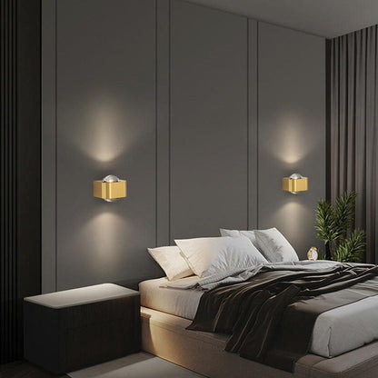 Copper Cuboid Up And Down Luminous LED Wall Sconce Lamp