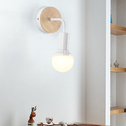 Modern Simplicity Bent Wood Iron 1-Light Wall Sconce Lamp