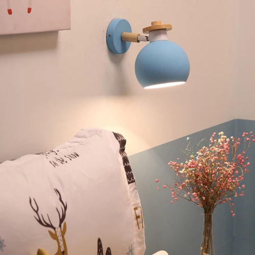Dome Iron Solid Wood Macaroon 1-Light Wall Sconce Lamp