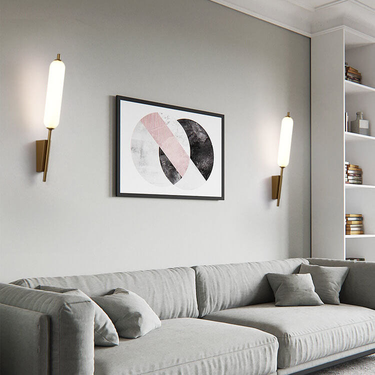 Minimalist Column Straight Arm Iron PC LED Wall Sconce Lamp