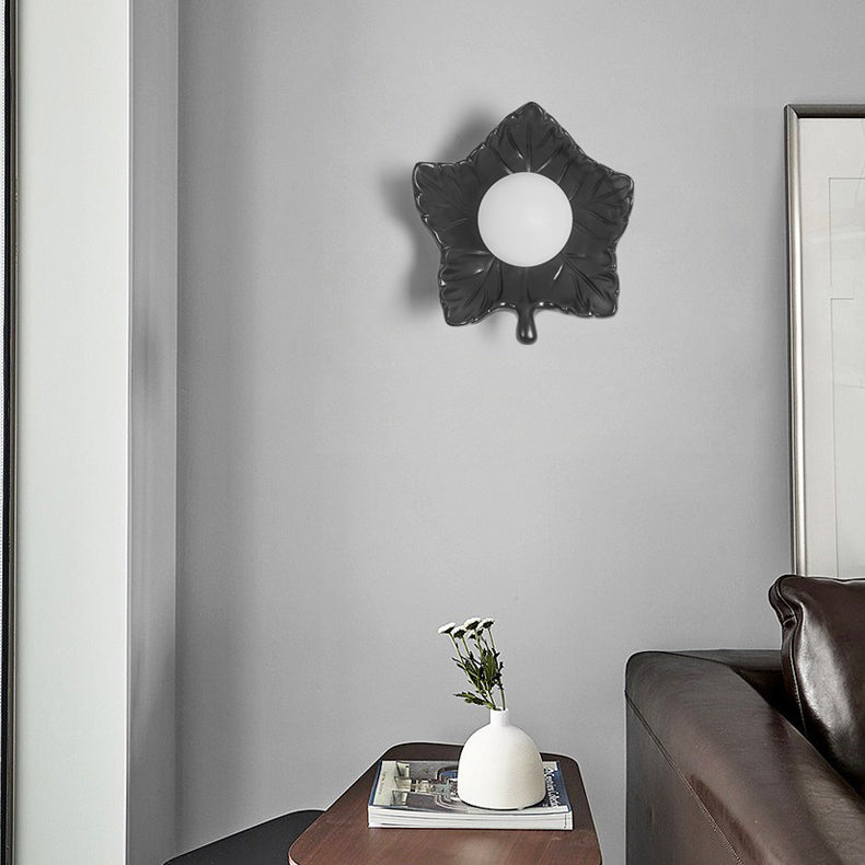 Creative Resin Glass Maple Leaf 1-Light Wall Sconce Lamp