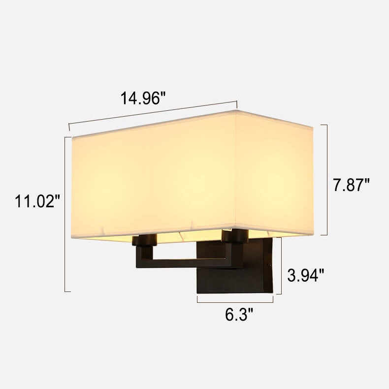 Solid Rectangular Iron Fabric 1-Light Wall Sconce Lamp