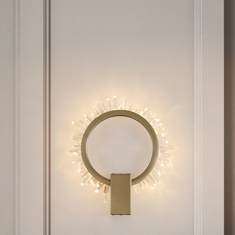 Stainless Crystal Sunflower Design LED Wall Sconce Lamp