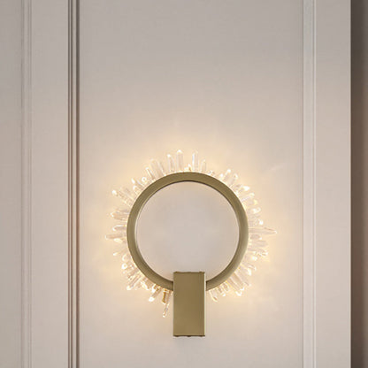Stainless Crystal Sunflower Design LED Wall Sconce Lamp