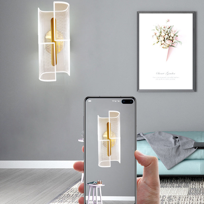 Iron Column Cut Lozenge Line LED Wall Sconce Lamp