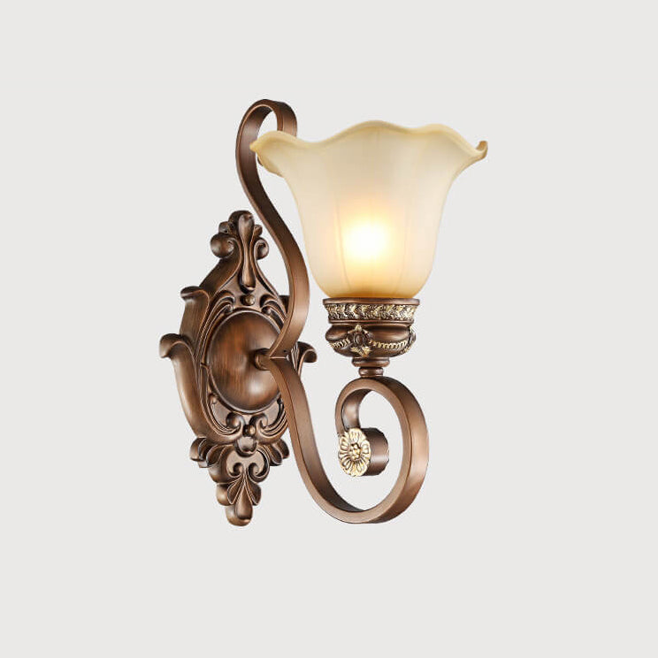 Iron Glass Flower Shape 1-Light Wall Sconce Lamp