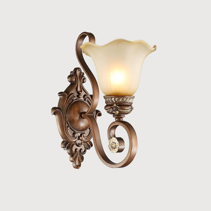 Iron Glass Flower Shape 1-Light Wall Sconce Lamp