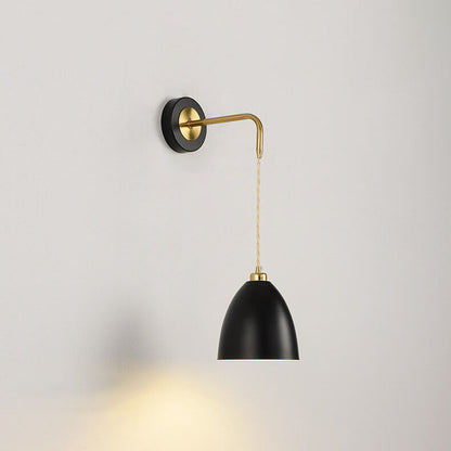 Minimalist Pure Black White Iron 1-Light Wall Sconce Lamp