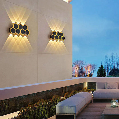 Outdoor Combination Black Gold LED Wall Sconce Lamp
