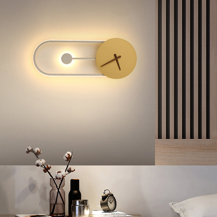 Scandinavian Clock Shape Iron Acrylic LED Wall Sconce Lamp