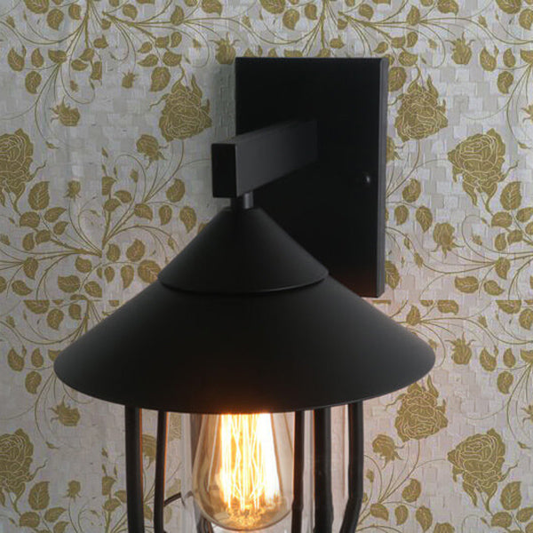Iron Lantern Indoor Outdoor 1-Light Wall Sconce Lamp