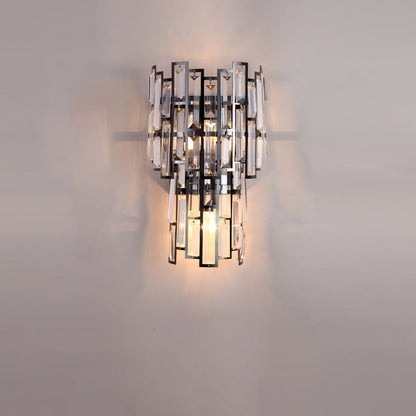 Double Stainless Steel Crystal 3-Light Wall Sconce Lamp