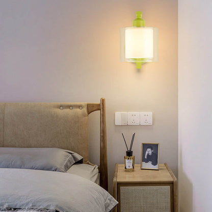 Deco Cylinder Cup Glass Metal 1-Light Wall Sconce Lamp