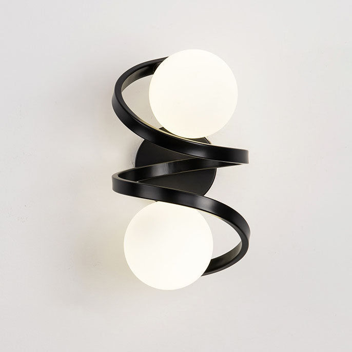 Minimalist Round Ball Iron Glass 2-Light Wall Sconce Lamp