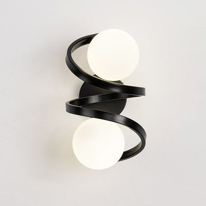 Minimalist Round Ball Iron Glass 2-Light Wall Sconce Lamp