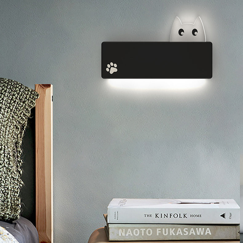 Simplicity Animal Cat Rectangular Iron LED Wall Sconce Lamp