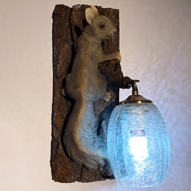 Resin Glass Squirrel Square 1-Light Wall Sconce Lamp