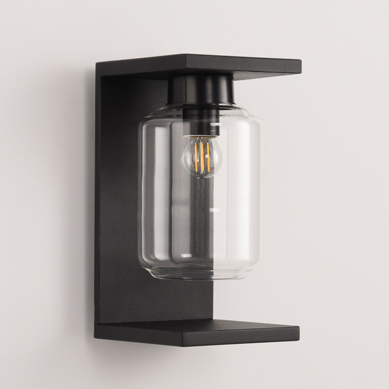 Waterproof Steel Cylinder Glass 1-Light Wall Sconce Lamp