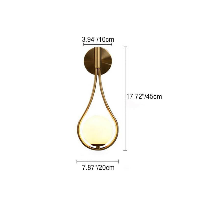 Teardrop Round Ball Iron Glass 1-Light Wall Sconce Lamp