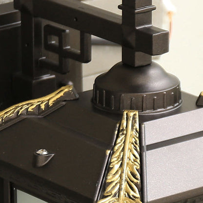 Chinese Rectangular Tower 1-Light Outdoor Wall Sconce Lamp