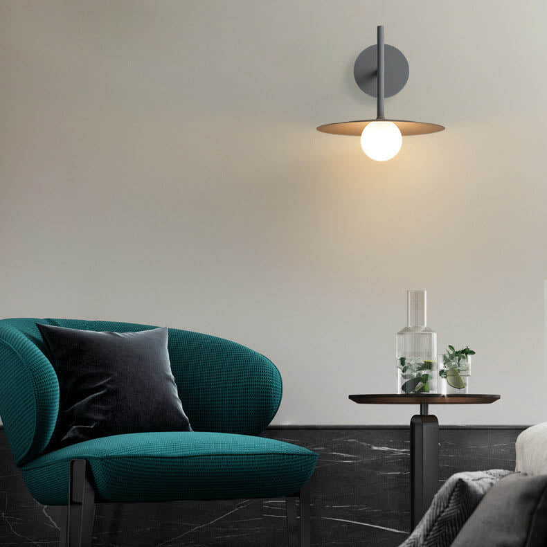 Solid Color Round Hardware Glass 1-Light Wall Sconce Lamp