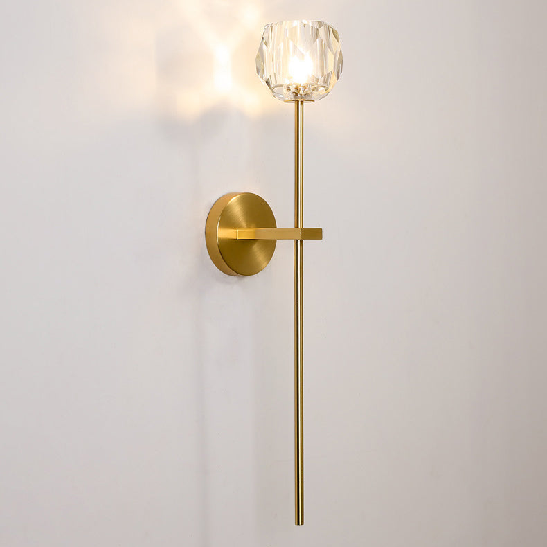 Mid-Century Iron Straight Pole 1-Light Wall Sconce Lamp
