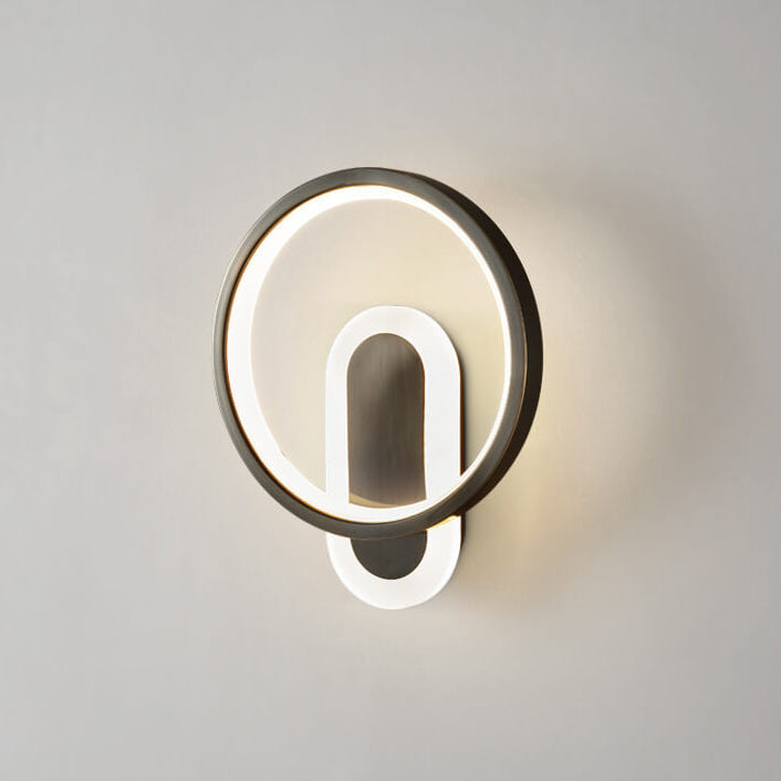 Copper Acrylic Geometric Circle Ring LED Wall Sconce Lamp