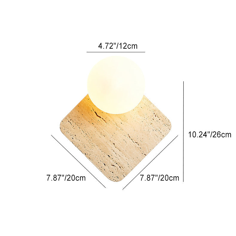 Minimalist Square Stone Glass 1-Light Wall Sconce Lamp