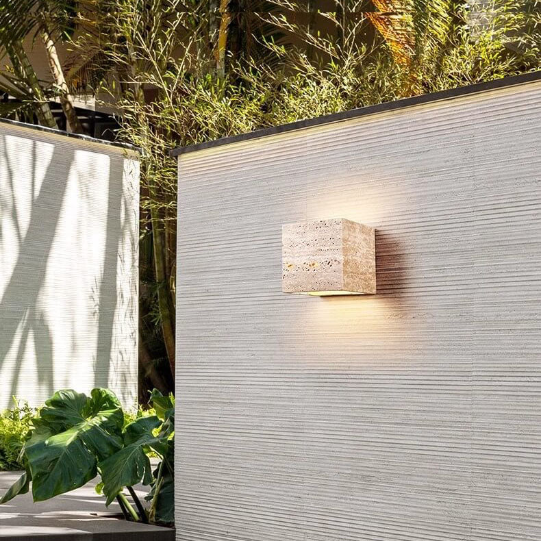 Square Rectangle Yellow Travertine LED Wall Sconce Lamp