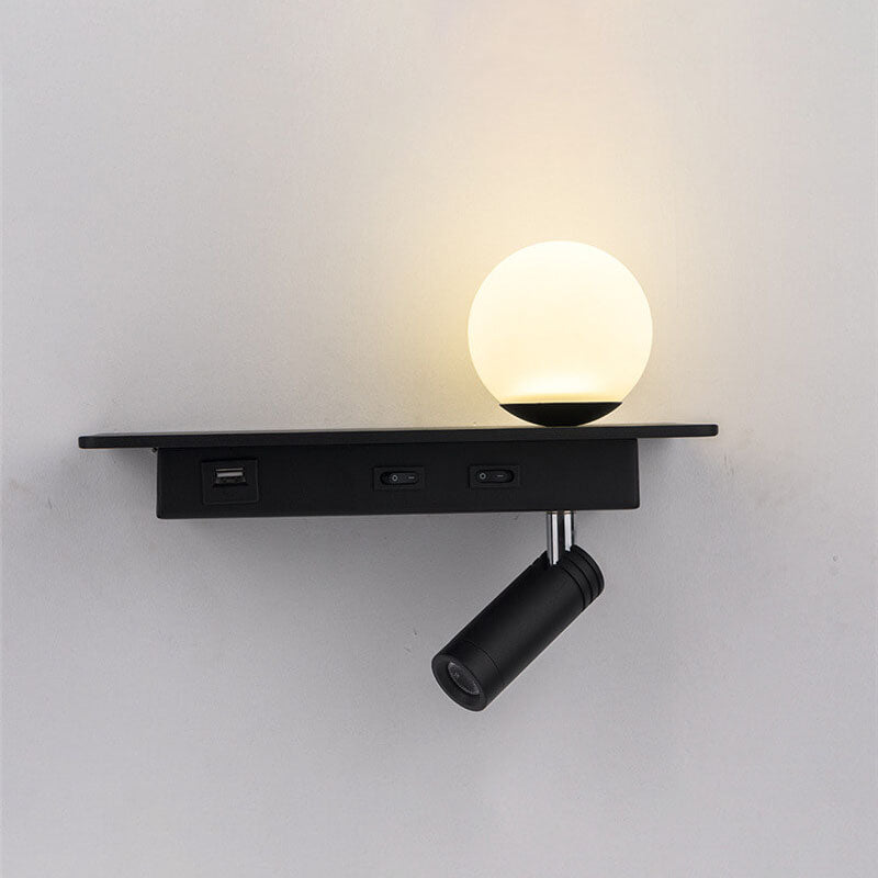 Black With USB Socket Iron LED Spotlight Wall Sconce Lamp