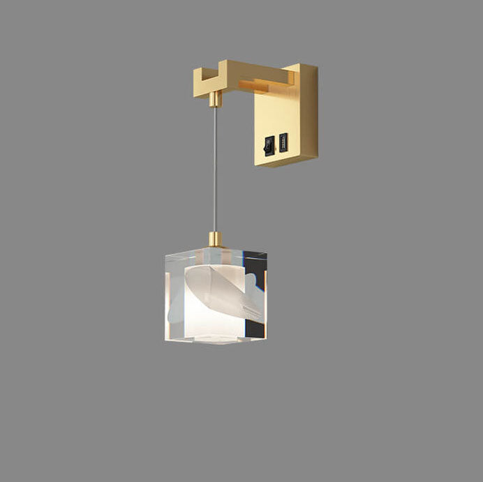 Luxury Cube H65 Brass Acrylic 1-Light Wall Sconce Lamp
