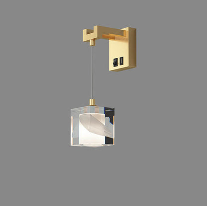 Luxury Cube H65 Brass Acrylic 1-Light Wall Sconce Lamp