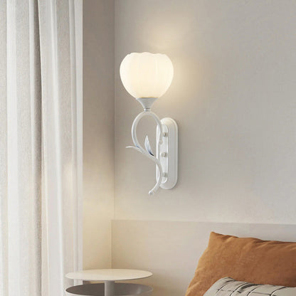 Cream Flower Iron Glass 1/2 Light Wall Sconce Lamp