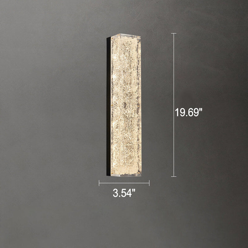Luxury Brass Clear Resin Rectangular LED Wall Sconce Lamp