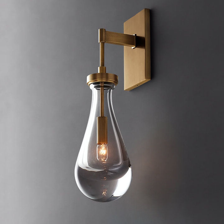 Teardrop Full Copper Crystal 1-Light Wall Sconce Lamp