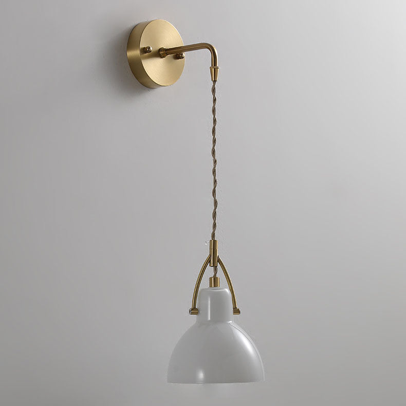 European All Brass Glass 1-Light Wall Sconce Lamp