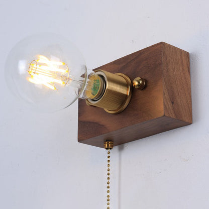 Traditional Rectangle Iron Wood 1-Light Wall Sconce Lamp