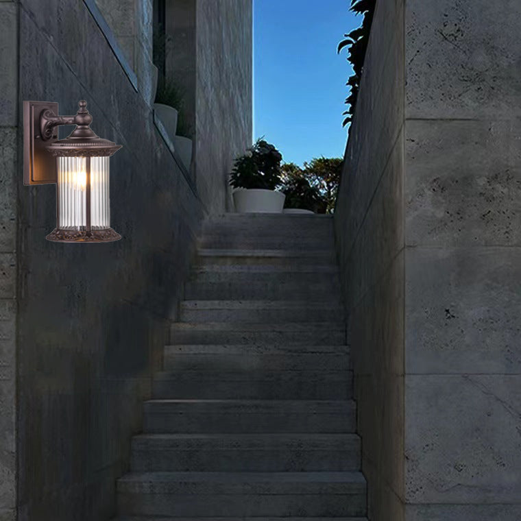 Waterproof Aluminum Glass Cylinder 1-Light Wall Sconce Lamp