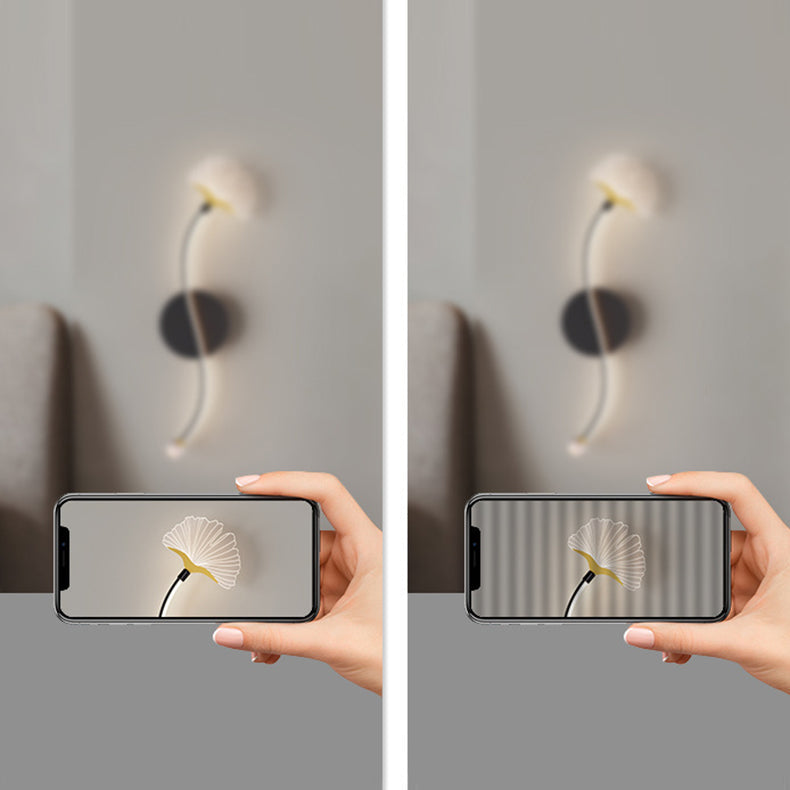 Iron Aluminum Acrylic Line Ginkgo Leaf LED Wall Sconce Lamp