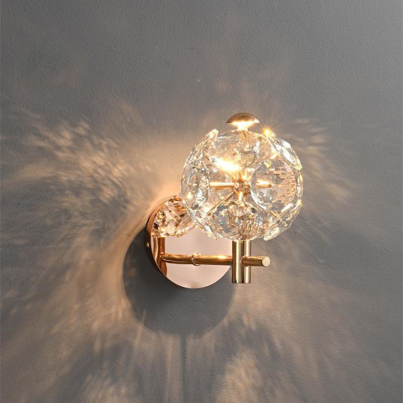 Luxury Hardware Crystal Ball LED Wall Sconce Lamp